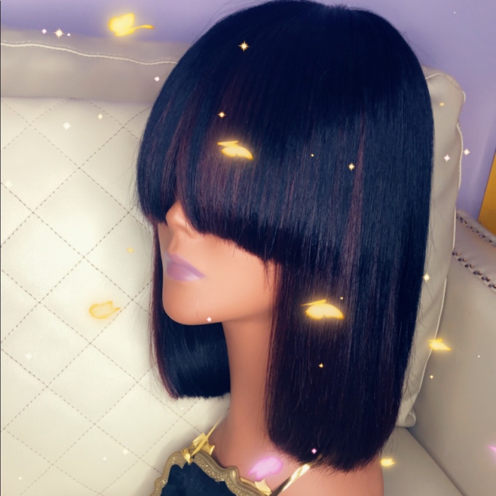 Black and burgundy bob unit